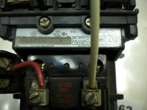 Allen-Bradley Contactor Size 1 509-BOD920 27A 600V