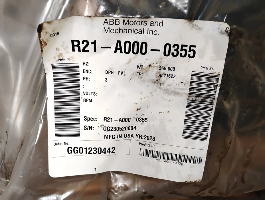ABB Baldor R21-A000-0355 460 V 25 HP 1750 RPM RL2162Z DPG-FV Inverter Duty Motor