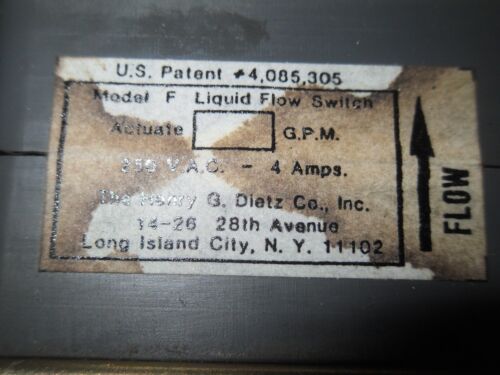 Henry G Dietz Model F Liquid Flow Switch