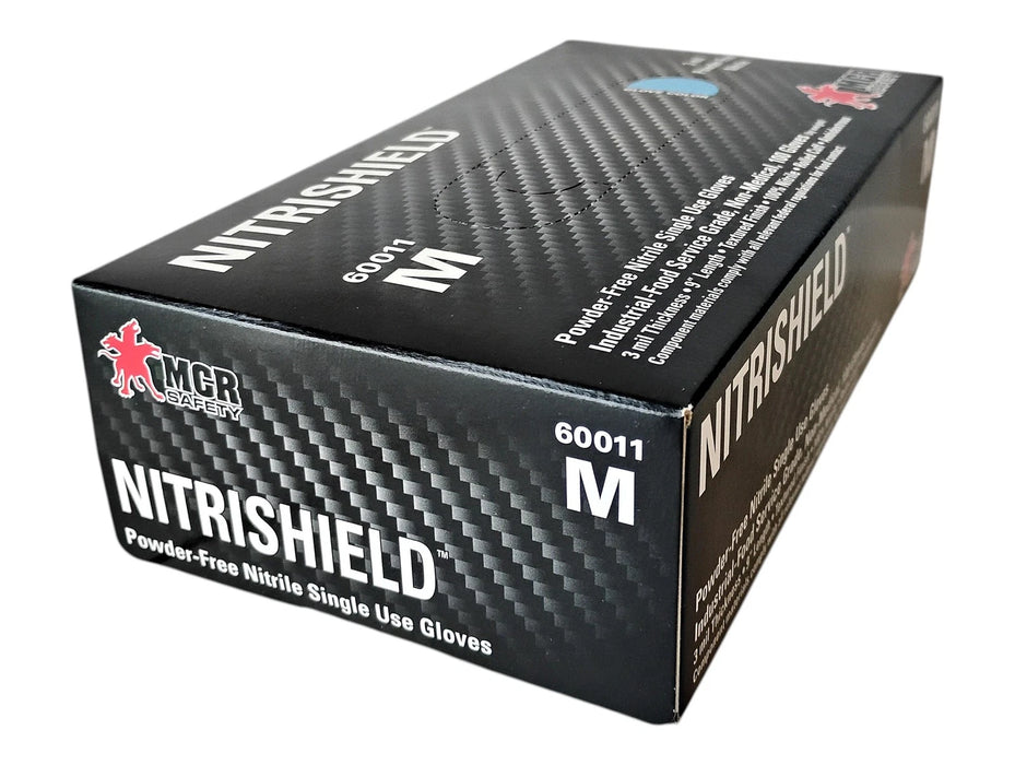 MCR Safety 60011M Medium 3 Mil NITRISHIELD Powder-Free Nitrile Single Use Gloves