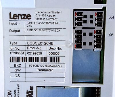 Lenze Americas ECSCE012C4B 12 A Servo Power Supply