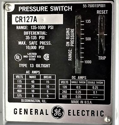 GE CR127A Pressure Switch