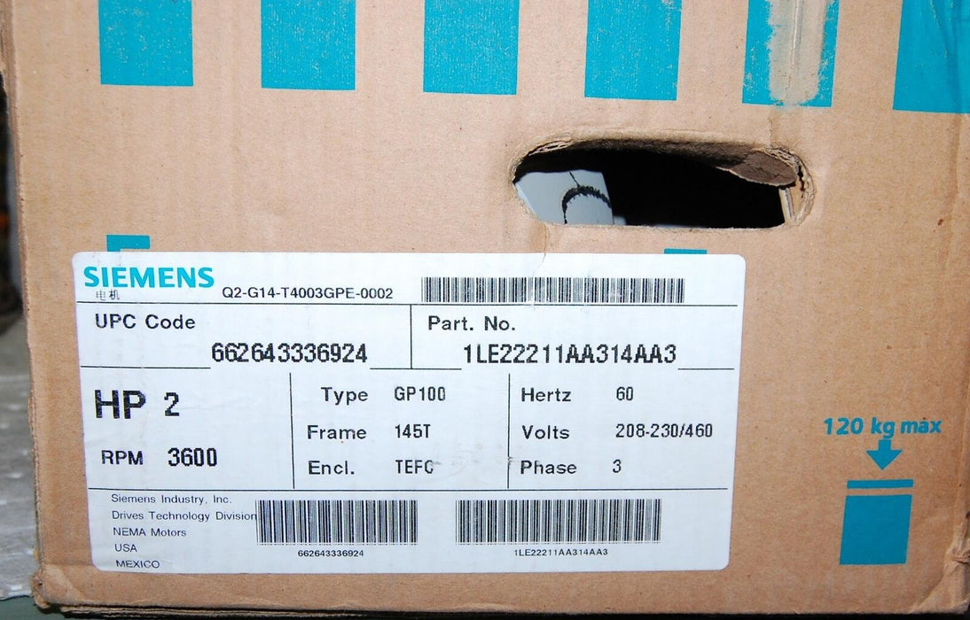 Siemens MOTOR 1LE22211AA314AA3