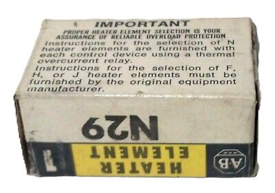 Allen-Bradley N29 Class 20 Heater Element for Eutectic Alloy Type Overload Relay