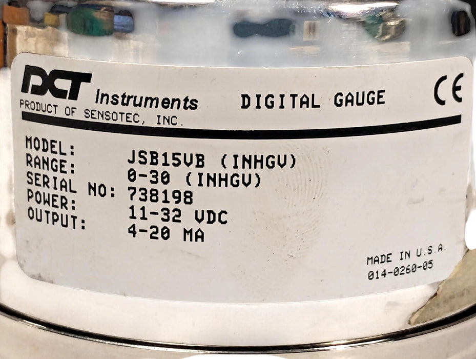 DCT Instruments JSB15VB 11-32 V DC 0-30 inHgV Digital Vacuum Gauge