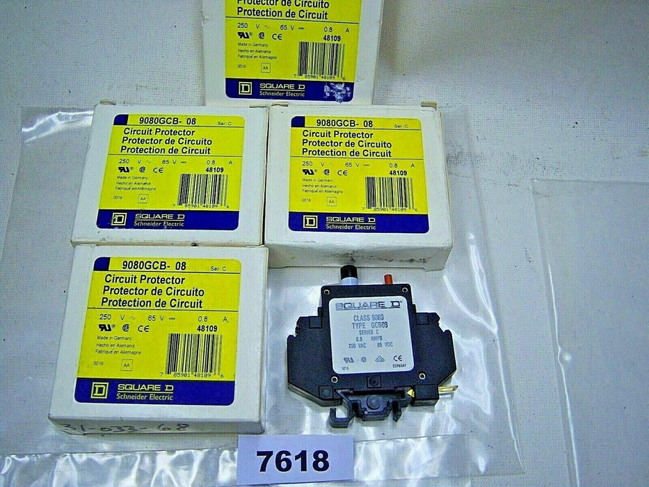 4 Square D Circuit Breakers 9080-Gcb-08 .8 Amps