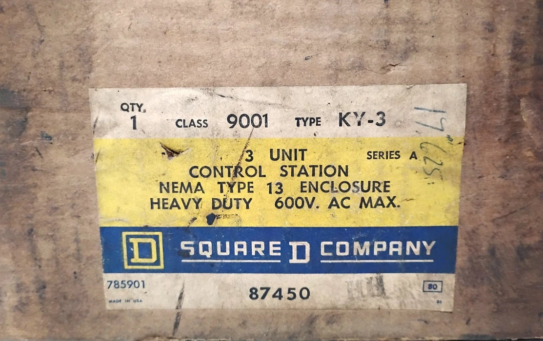 Square D 9001-KY3 3-Unit Aluminum Push Button Enclosure