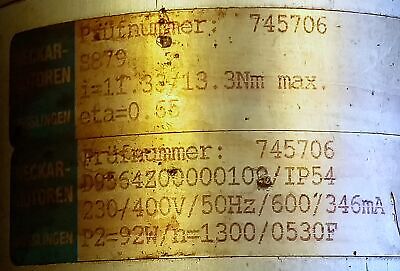 Neckar Motoren 745706 D9564Z00000109 230/400 V 50 Hz Gearmotor