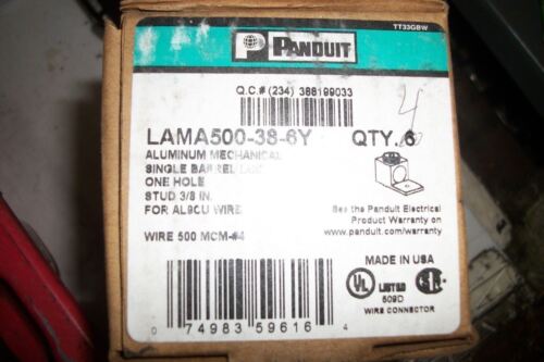 4 Panduit LAMA500-38-6Y ALUMINUM MEC Single Barrel Lug