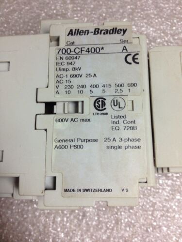 Allen-Bradley 700-CF400 SERIES A AND 100-F CONTACTOR ASSEMBLY