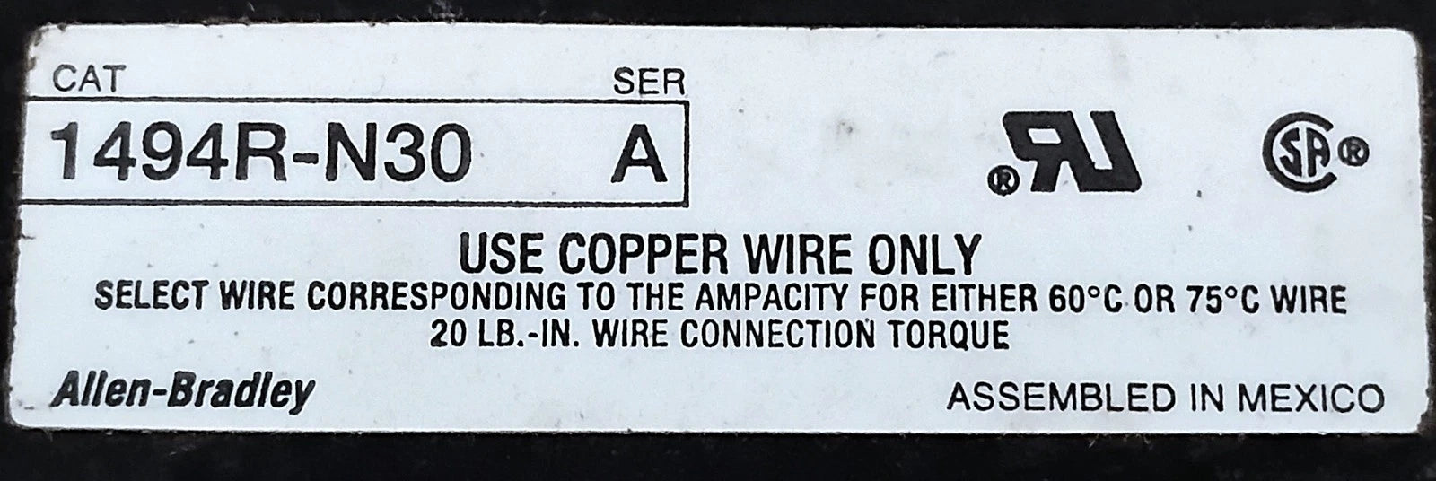 Allen-Bradley 1494R-N30 Ser A 30 A Rod Operated Disconnect Switch