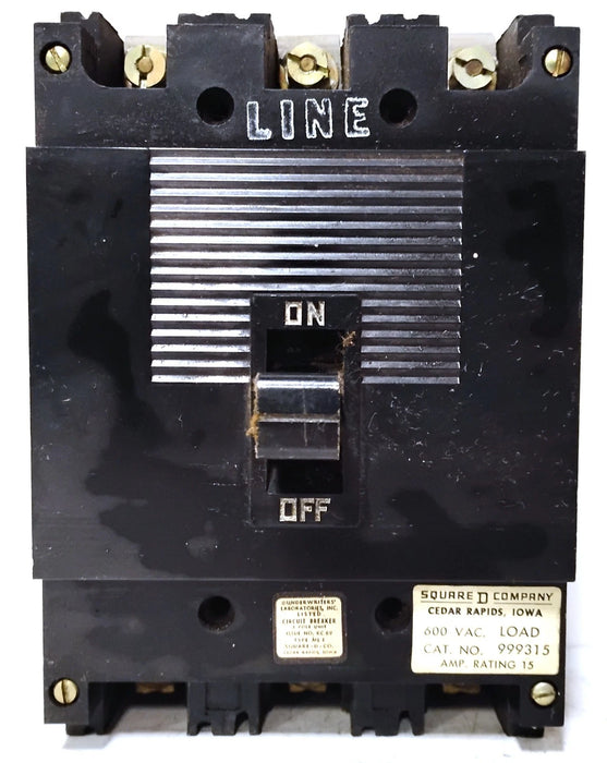 Square D 999315 15 A 600 V AC 3 P Circuit Breaker
