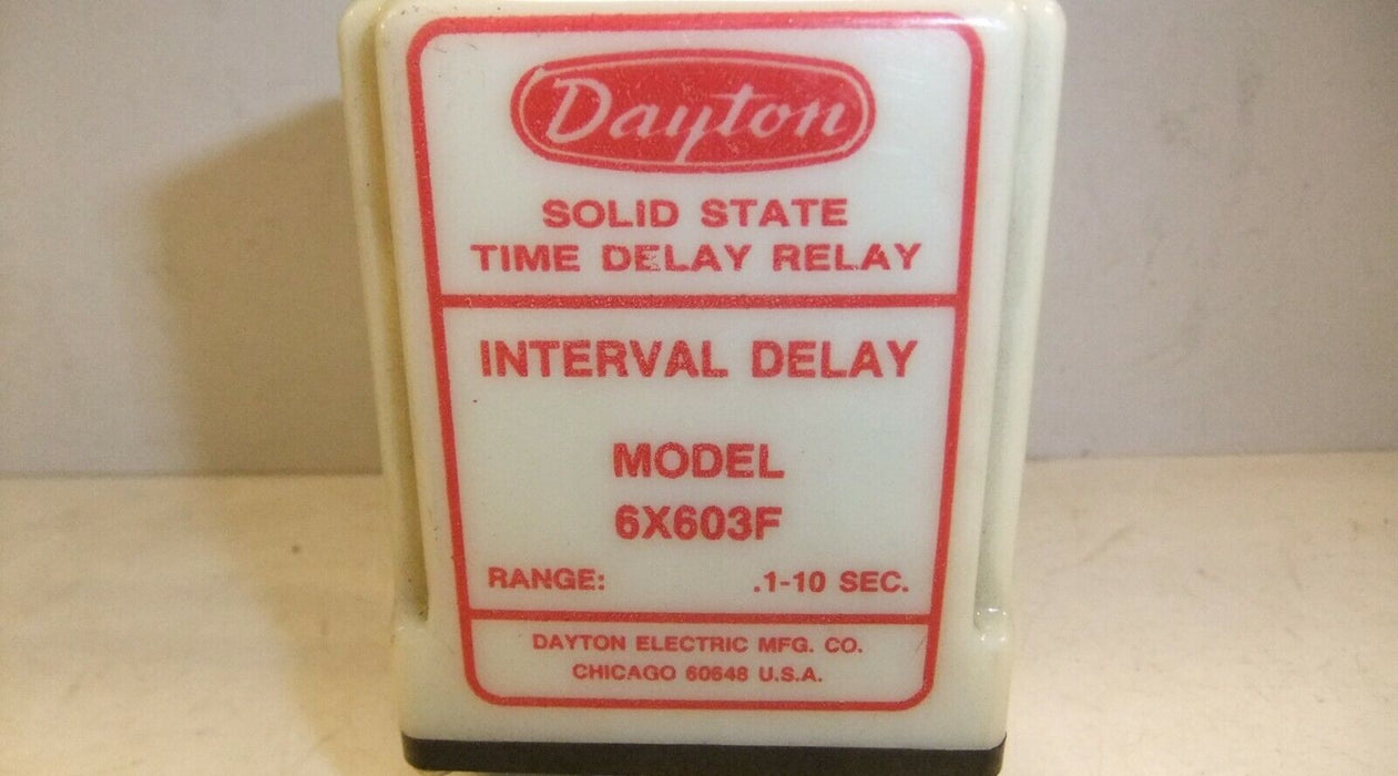 Dayton 6X603F Solid State 120 V AC 10 A 0.1-10 Sec Adjustable Time Delay Relay