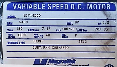 Magnetek 21714500 X08-3592 Variable Speed DC Motor