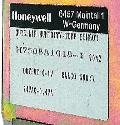 Honeywell H7508A-1018 Temperature and Humidity Sensor