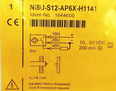 Turck NI8U-S12-AP6X-H1141 1644600 Inductive Proximity Sensor