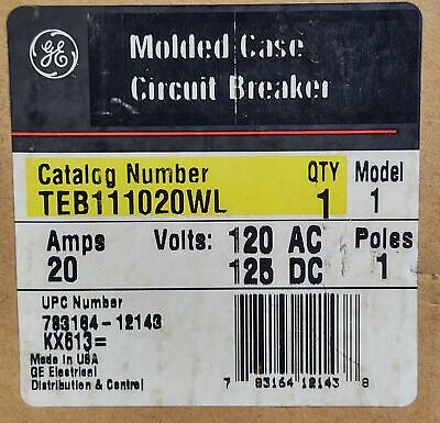 GE TEB111020WL 20 A Molded Case Circuit Breaker