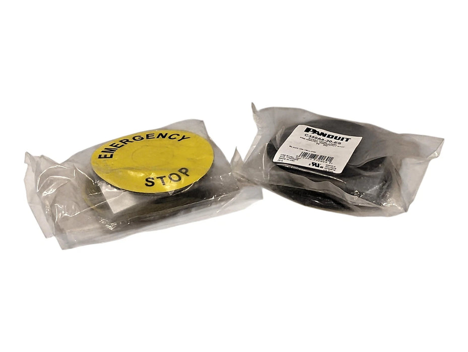 Panduit C350A8-30-ES EMERGENCY STOP Raised Panel Label for 30.5 mm Pushbutton