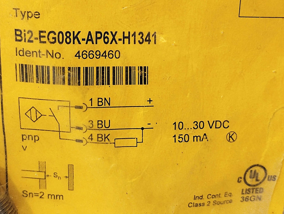 Turck BI2-EG08K-AP6X-H1341 4669460 10-30 V DC Inductive Proximity Sensor