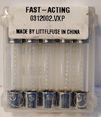 Littelfuse 312002P 250 V AC 2 A Fast-Acting Glass Fuses - Lot of 15
