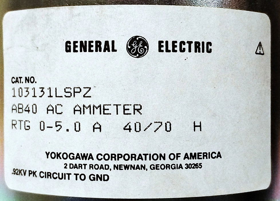 GE 103131LSPZ AB40 0-150 A AC Ammeter