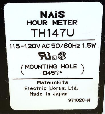 Matsushita Electric TH-147U 110-120V 6 Digit Hour Meter