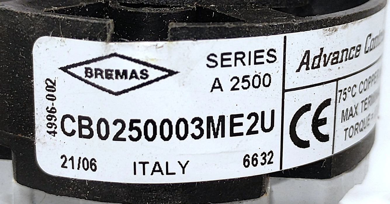 BREMAS CB0250003ME2U 600 V AC 25 A Rotary Cam Disconnect Switch