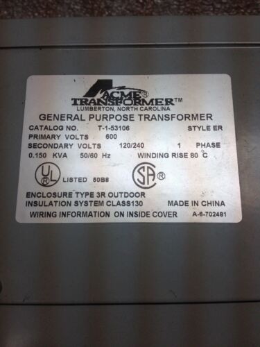 ACME TRANSFORMER T1-53106 TRANSFORMER