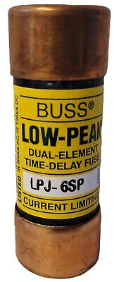 Bussmann LPJ-6SP 600 V AC / 300 V DC 6 A Low-Peak Time-Delay Fuses - Lot of 2