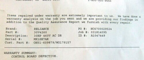 Reliance Drive 30HP 460V GV3000/SE 30V4260