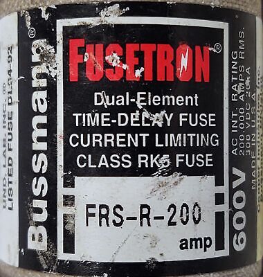 Bussmann FRS-R-200 FUSETRON 600V 200A Class RK5 Current-Limiting Time-Delay Fuse