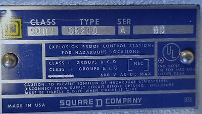 Square D 9001-GR-210 600 V Heavy Duty Control Station in NEMA 7 & 9 Enclosure