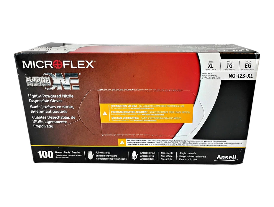 Ansell Microflex NO-123-XL X-Large Lightly-Powdered Nitrile Disposable Gloves