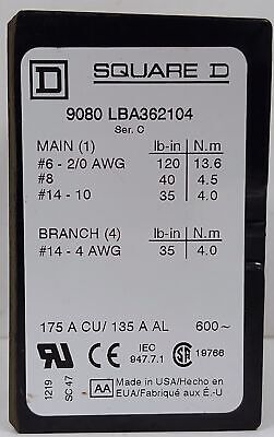 Square D 9080LBA362104 Terminal Block