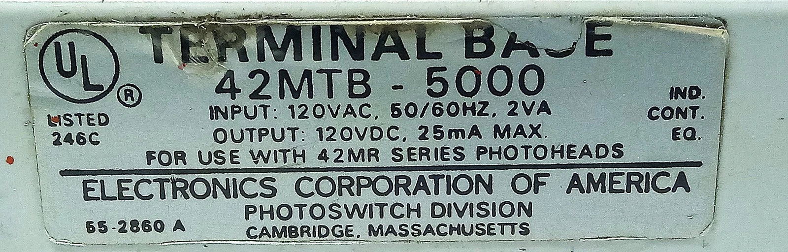 Allen-Bradley 42MTB-5000 120 V AC Terminal Base for Photoelectric Switch