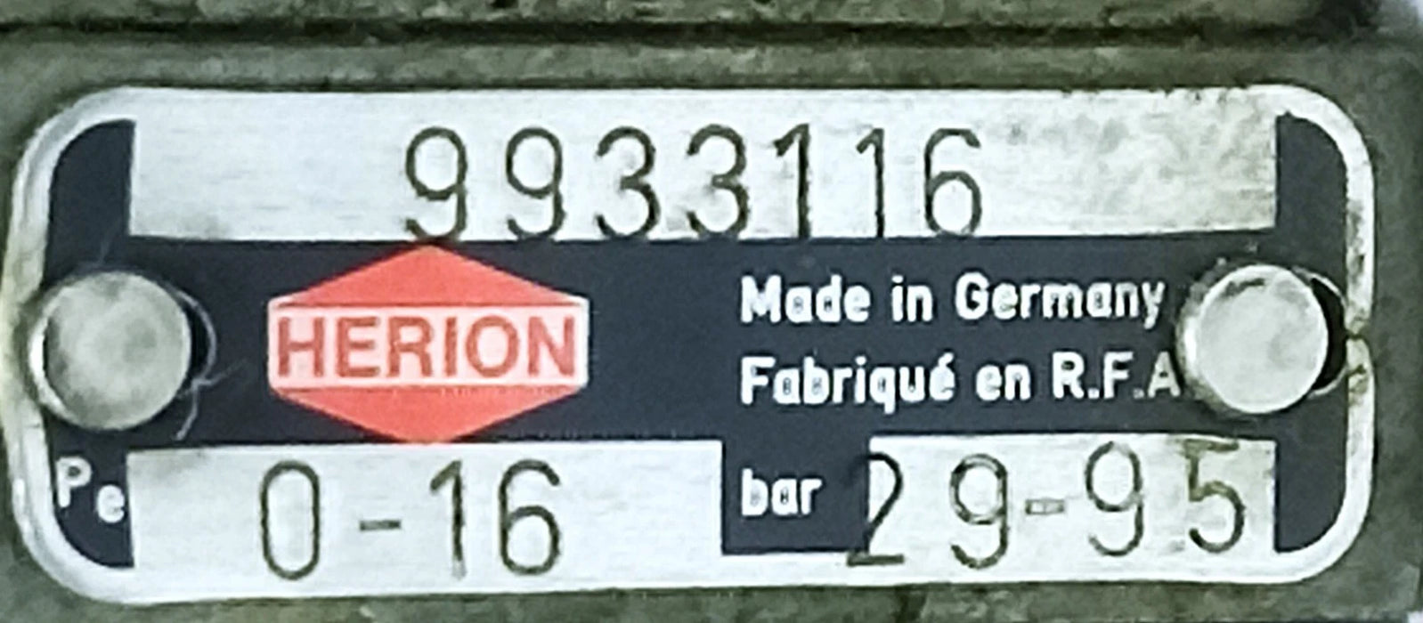 HERION 25-316-00 and 9933116 0-16 bar 24 V DC Pneumatic Solenoid Valve Assembly