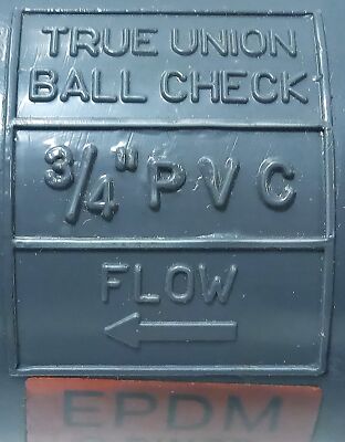 Hayward TC10075STE 3/4 in PVC True Union Ball Check Valve w/ EPDM O-rings