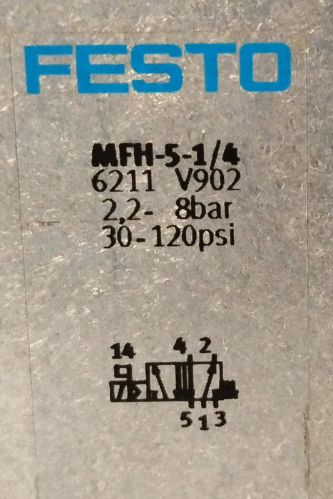 Festo MFH-5-1/4 2.2-8 Bar 30-120 PSI 5/2 Solenoid Valve