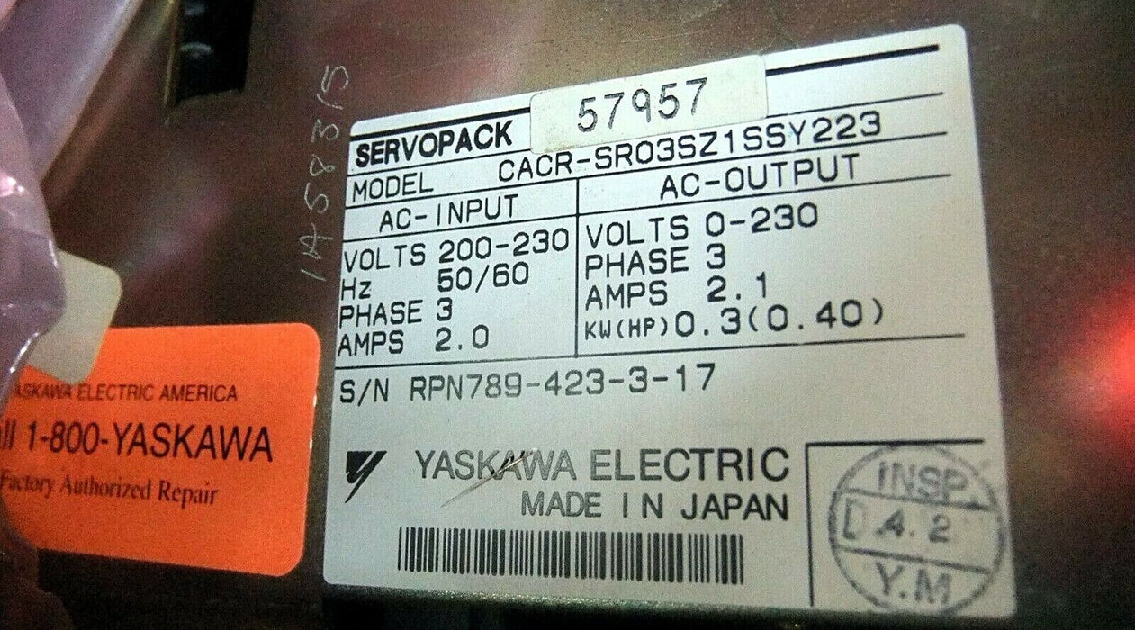 Yaskawa CACR-SR 03SZ1SSY223 Servo Control Drive