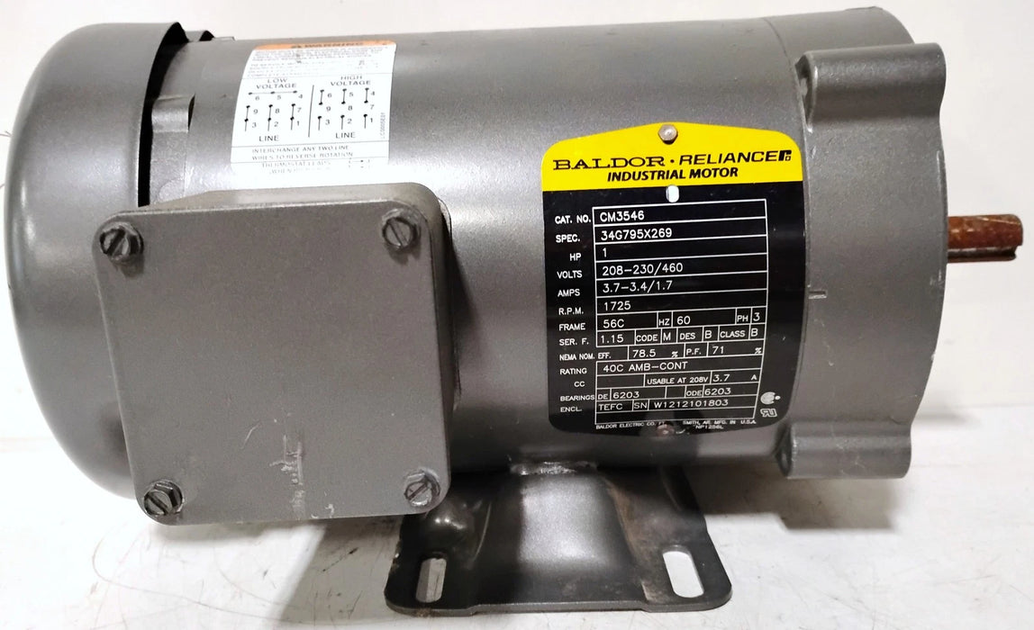Baldor CM3546 230/460 V 1 HP 1725 RPM 56C TEFC Motor