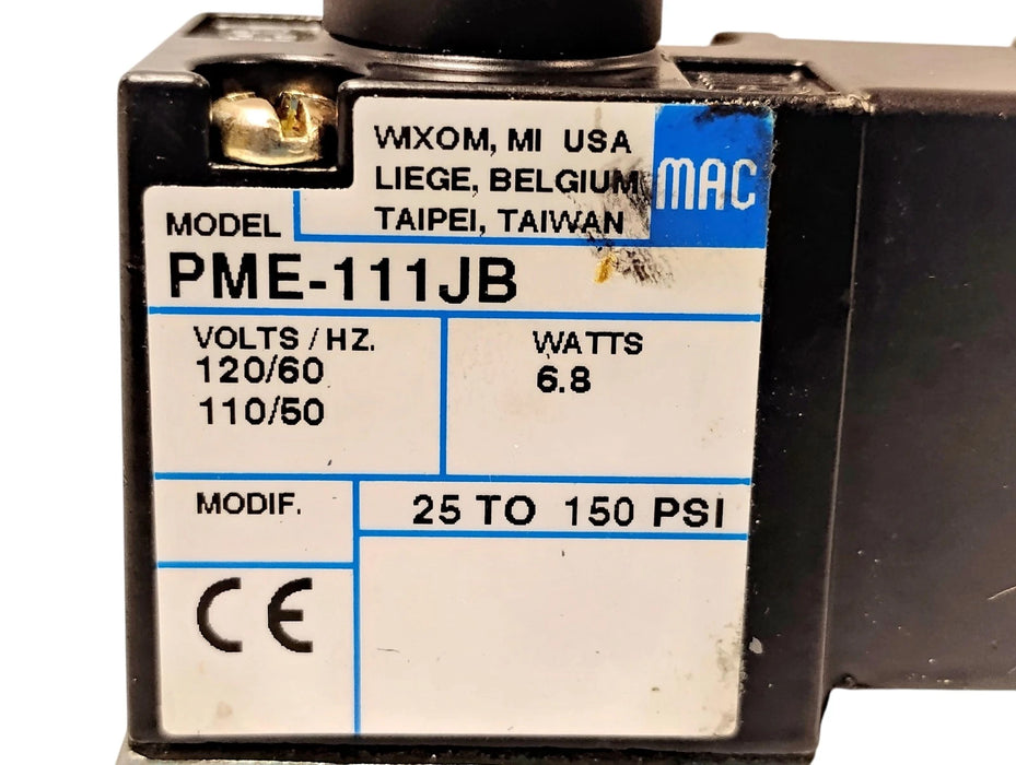 MAC Valves PME-111JB 25-150 psi Solenoid Valve w/ 110/120 V AC Coil