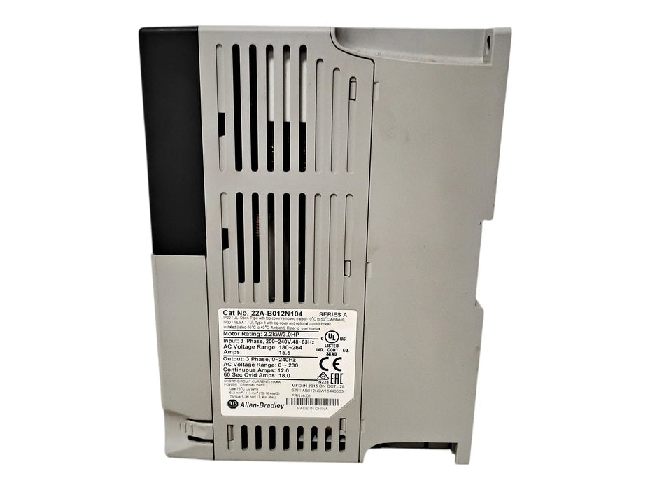 Allen-Bradley 22A-B012N104 Ser A FRN 6.01 240 V 3 HP 2.2 kW Variable Freq Drive