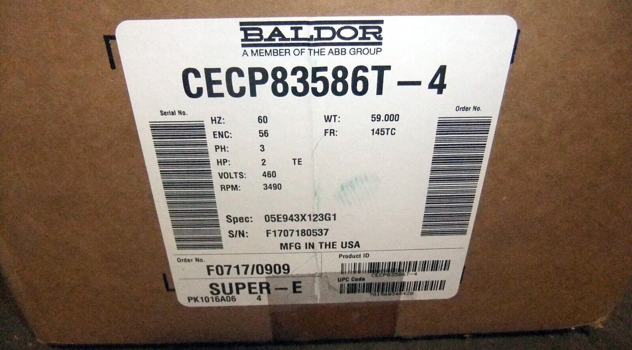 Baldor 2HP Foot Mounted Motor CECP83586T-4