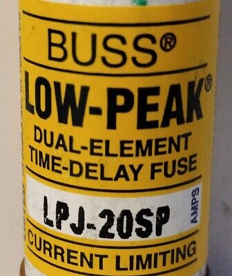 Bussmann LPJ-20SP 600 V AC / 300 V DC 20 A Low-Peak Time-Delay Fuse - Lot of 3