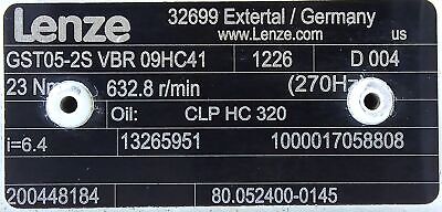 Lenze MCS09H41LRS0B0-Z0D0-ST 160 V 6.8 A Motor with GST05-2S-VBR-09HC41 Gearhead