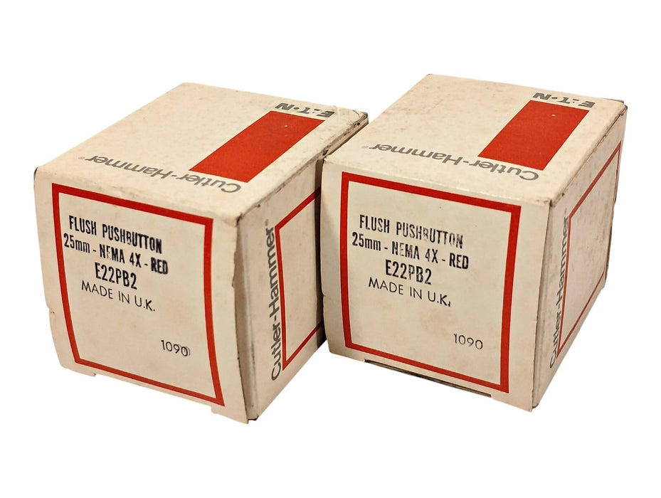 Cutler-Hammer E22PB2 600 V AC/DC 10 A Red 25 mm Flush Head Momentary Pushbutton