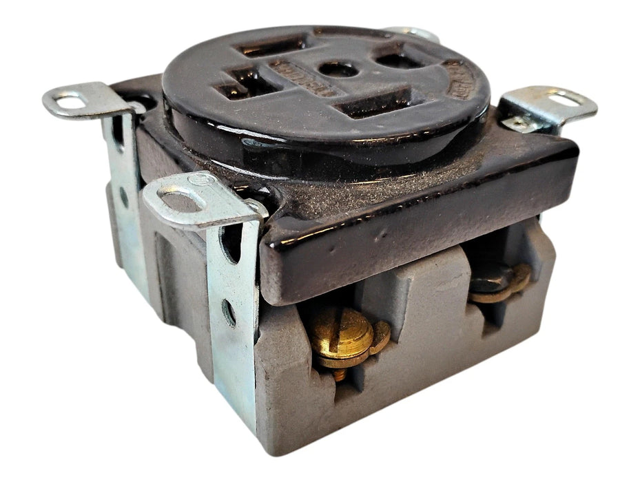 Hubbell 9430 HBL9430 30 A 125/250 V 4-Wire Porcelain Grounding Flush Receptacle