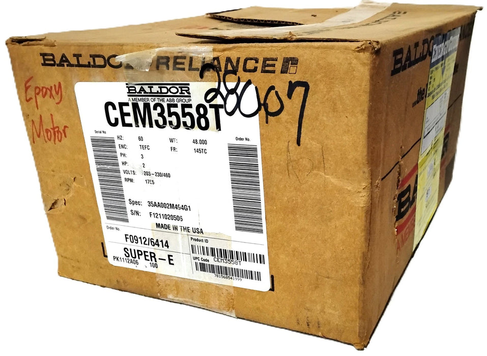 Baldor CEM3558T 230/460 V 1760 RPM 2 HP Super E General Purpose Motor