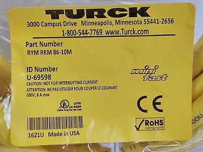 Turck RYM RKM 86-10M PLC Cable