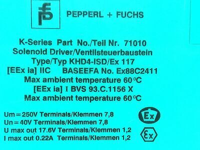 Pepperl KHD4-ISD/EX117 71010 Solenoid Driver